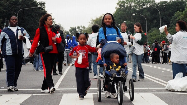 People marching together.