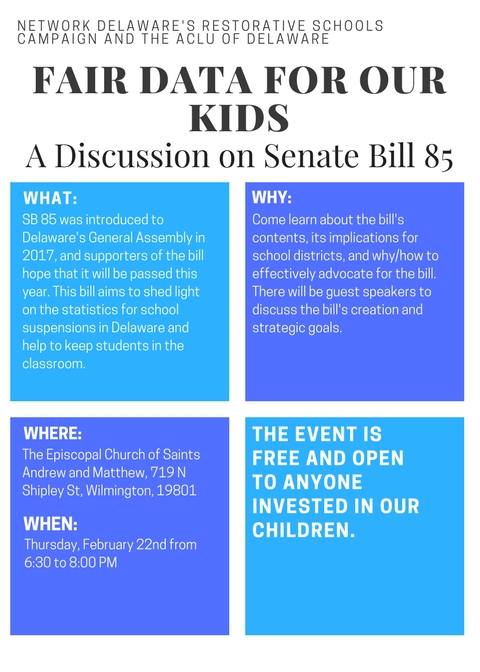 Restorative Schools Campaign discussion on SB 85