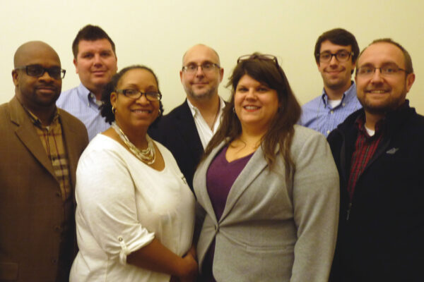 (L-R): Morton, Rivera, Hall, Abraham Bonowitz, Rapp, Paige-Gil and Erik Raser-Schramm