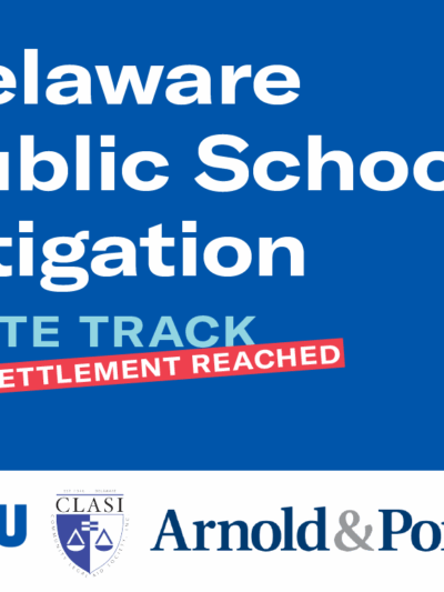 DE public schools litigation - state track settlement reached