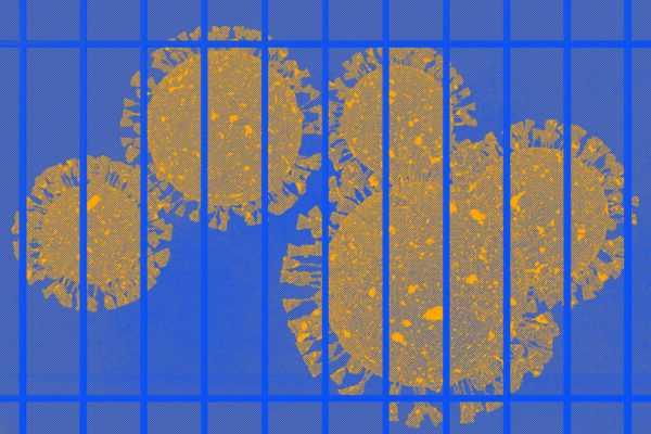 COVID cells behind prison bars