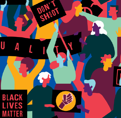 Illustration of people at a protest