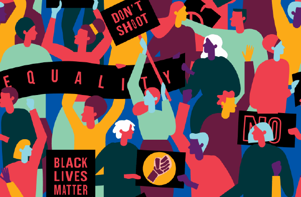 Illustration of people at a protest