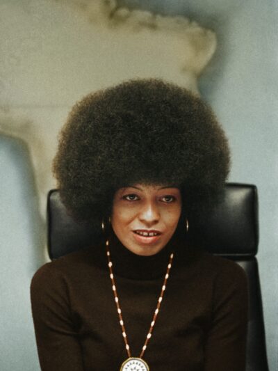 Angela Davis, half-length portrait