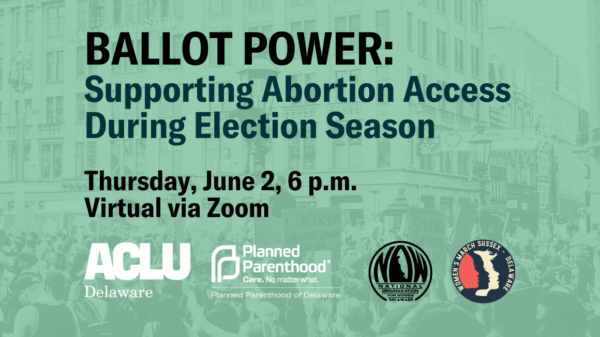 Graphic with text. Ballot Power. Join us to learn about repro healthcare policy priorities & how you can make a difference.