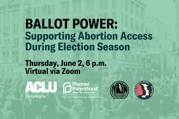 Graphic with text. Ballot Power. Join us to learn about repro healthcare policy priorities & how you can make a difference.