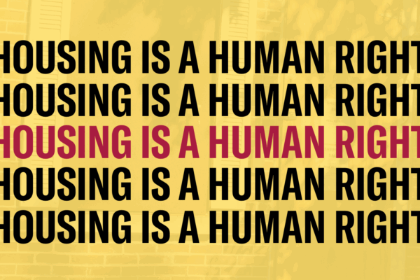 Housing is a human right repeated over five lines.