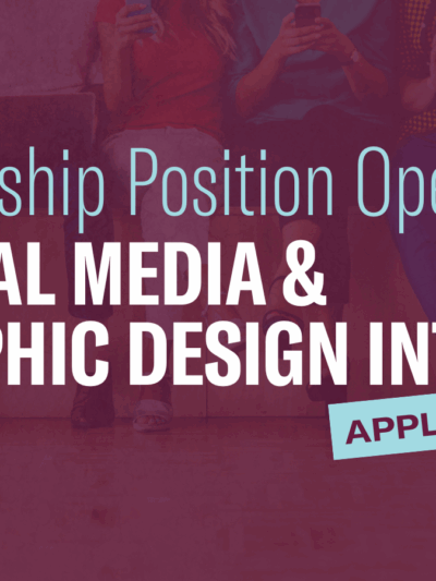 Graphic reads: Internship Position Open: Social Media & Graphic Design Intern. Apply Now! ACLU-DE logo underneath text on bottom left.