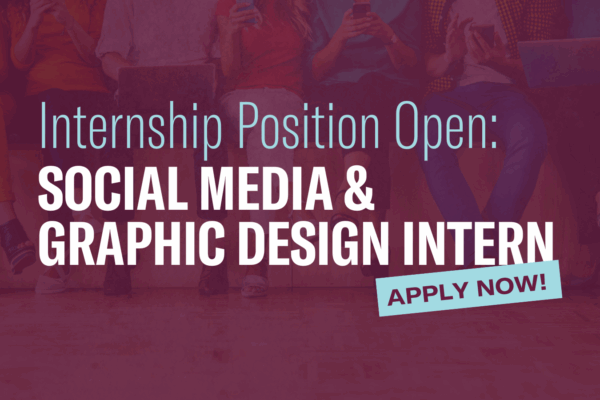 Graphic reads: Internship Position Open: Social Media & Graphic Design Intern. Apply Now! ACLU-DE logo underneath text on bottom left.