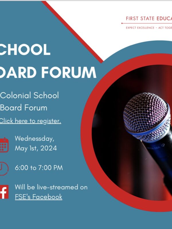 Colonial School Board Forum on May 1st at 6pm
