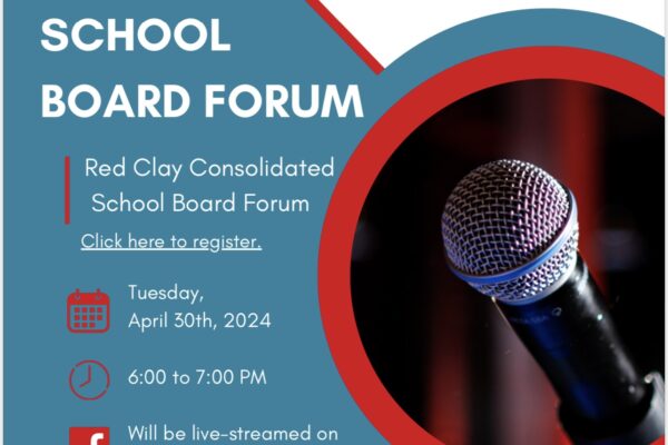 Red Clay School Board Forum on April 30th at 6pm