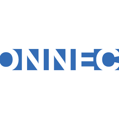 white text that reads "Connect!" on a blue background
