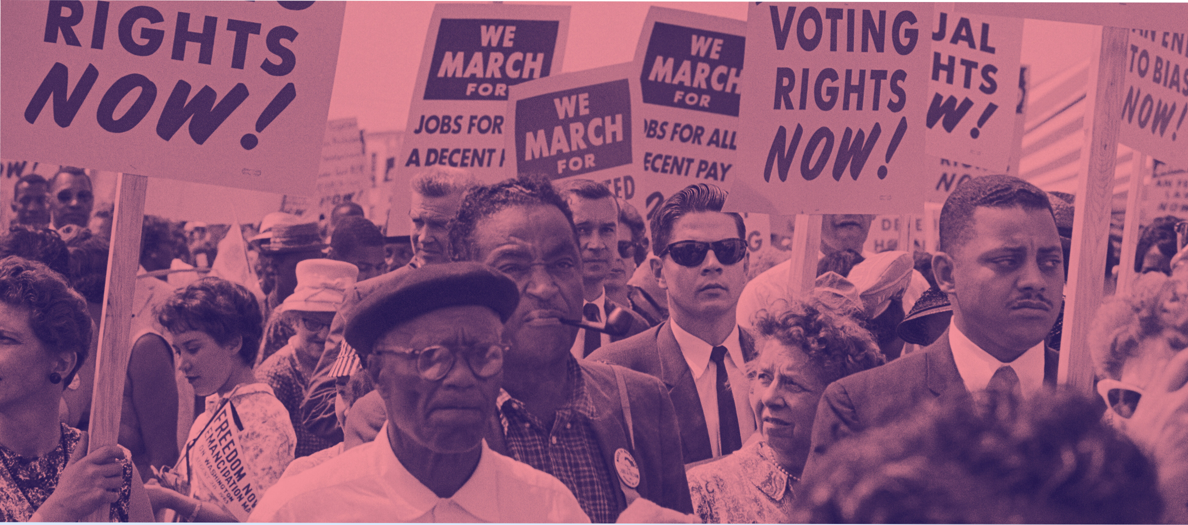 Image of voting rights protestors during the civil rights movement