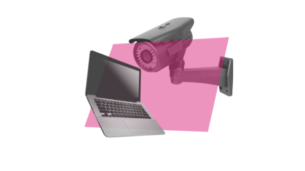 Image of laptop and surveillance camera