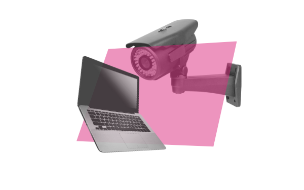 Image of laptop and surveillance camera