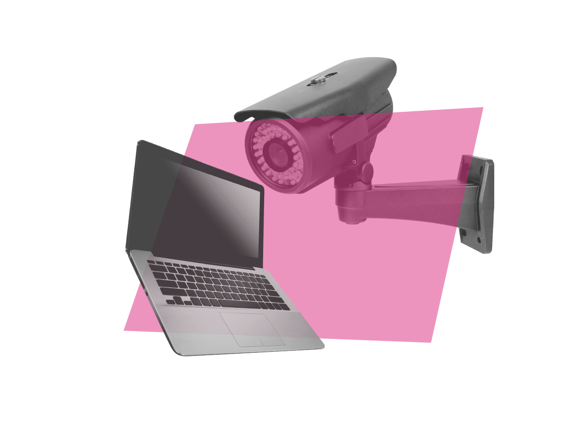 Image of laptop and surveillance camera