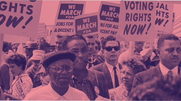 Image of voting rights protesters during the civil rights movement