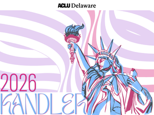 Graphic rendering of the statue of liberty to the right of text that reads "2026 KANDLER"