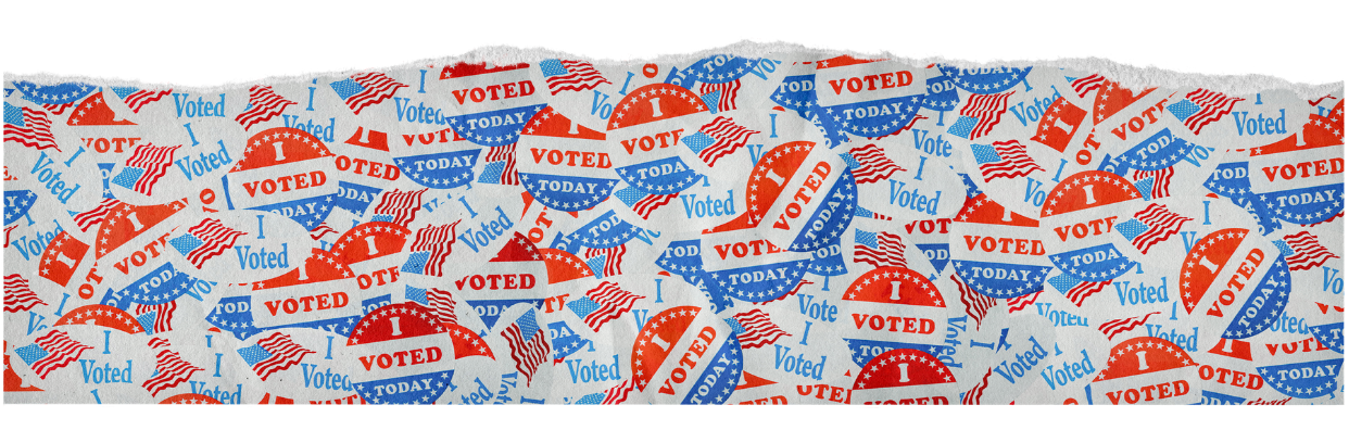 banner of "I Voted" stickers