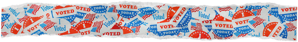 banner of "I Voted" stickers