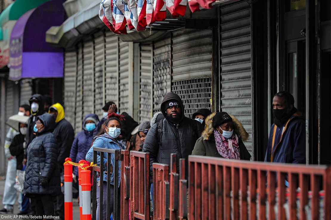 People standing in line for COVID testing