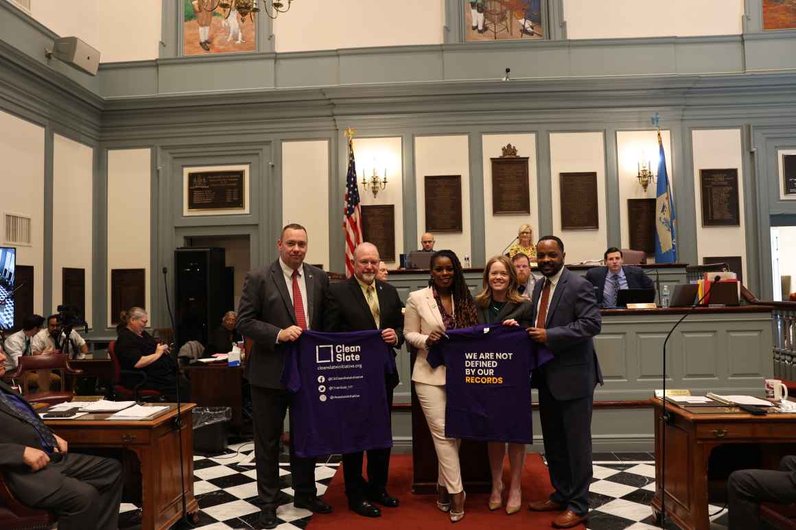 Sheena Meade with Senate Leadership.