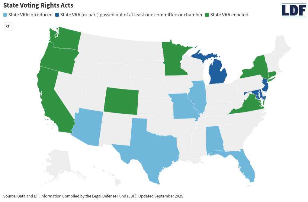 Image source: Legal Defense Fund (LDF) A map of SVRA efforts across the county.