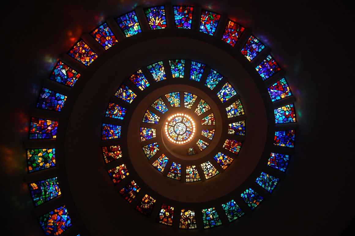 Spiral stained glass window