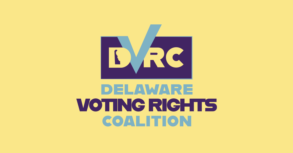 Delaware Voting Rights Coalition Logo on yellow background
