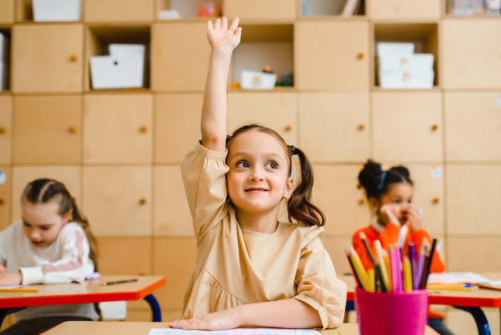 Girl raising hand