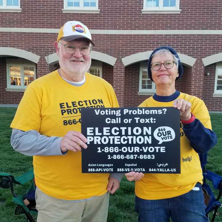 EP volunteers at a polling place on Election Day