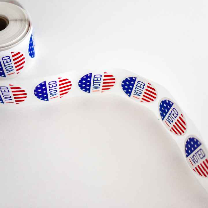 A roll of voting stickers