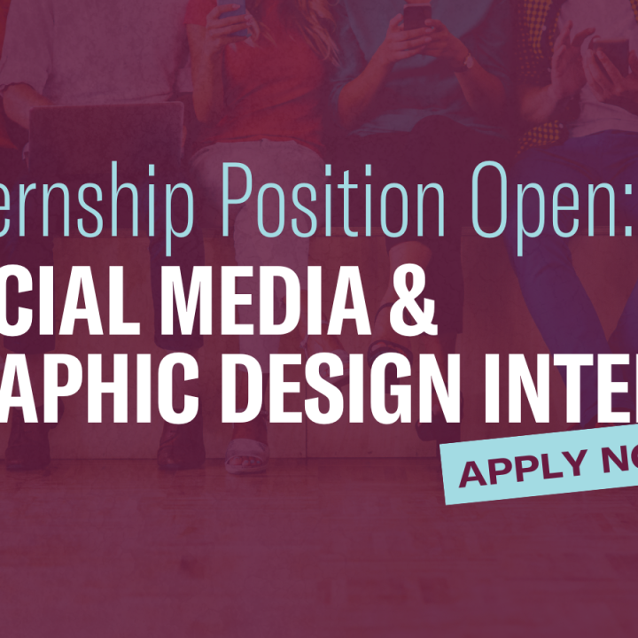 Graphic reads: Internship Position Open: Social Media & Graphic Design Intern. Apply Now! ACLU-DE logo underneath text on bottom left.