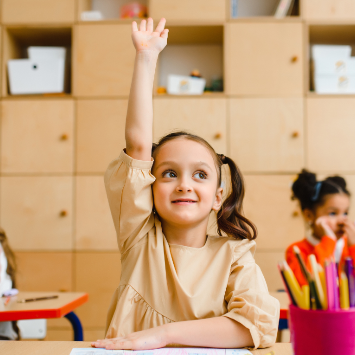 Girl raising hand